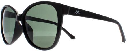 Montana Cat Eye Vrouwen Glimmend Zwart G15 Groen Gepolariseerd MP74