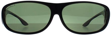 Montana Rechthoek Unisex G15 Gepolariseerd Zwart FO2 Fit Over Bril Zonnebril - maat