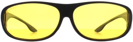 Montana Rechthoek Unisex Mat Zwart Geel Gepolariseerd FO2 Fit Over Bril Nacht Rijden Zonnebril