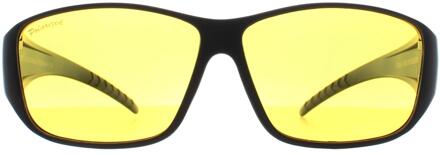 Montana Rechthoek Unisex Mat Zwart Geel Gepolariseerd FO4 Fit Over Bril Nacht Rijden Zonnebril
