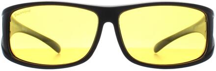 Montana Rechthoek Unisex Mat Zwart Geel Gepolariseerd FO5 Fit Over Bril Nacht Rijden Zonnebril