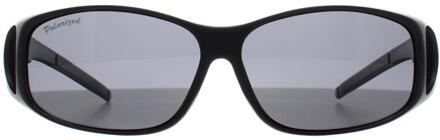 Montana Rechthoek Unisex Zwart Rook Gepolariseerd MFO1 Fit Over Bril Zonnebril