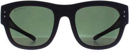 Montana Square Unisex Mat Grijs G15 Gepolariseerd FO7 Fit Over Bril Zonnebril Zwart