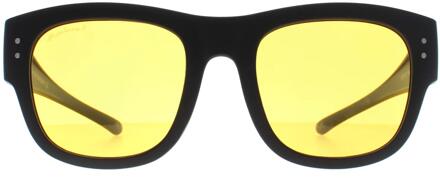 Montana Square Unisex Mat Zwart Geel Gepolariseerd FO7 Fit Over Bril Nacht Rijden Zonnebril