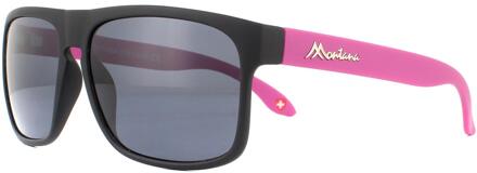 Montana Zonnebril MP37 C Zwart Met Roze Rubbertouch Zwart Gepolariseerd - One Size
