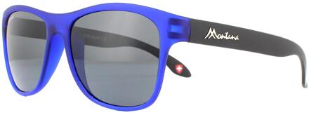 Montana Zonnebril MP38 D Blauw Met Zwarte Rubbertouch Zwart Gepolariseerd - maat