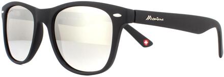 Montana Zonnebril MS10 E Mat Zwarte Rubberenouch Revo Zilveren Spiegel
