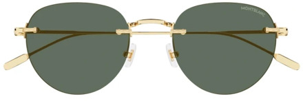 Montblanc Heren zonnebril met groene lenzen en metalen griff Montblanc , Yellow , Heren - 51 MM