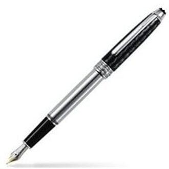Montblanc vulpen, classique carbon steel, met carbon dop, 18 krt medium penpunt, kleur staal