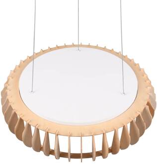 Monte LED hanglamp, Ø 60 cm, licht hout, hout, CCT hELL, wit
