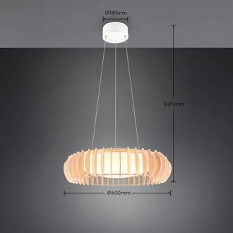 Monte LED hanglamp, Ø 60 cm, licht hout, hout, CCT licht hout, wit