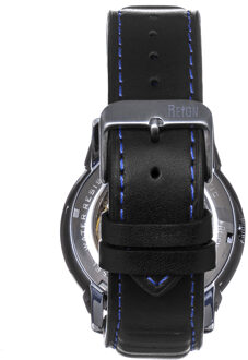 Monterey skelet horloge met leren band Zwart - One Size