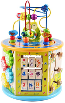 Montessori Early Childhood Learning Educationa Toy Multi-Function Six-Sided Large Round Bead Treasure Box Puzzle Beaded Math Toy