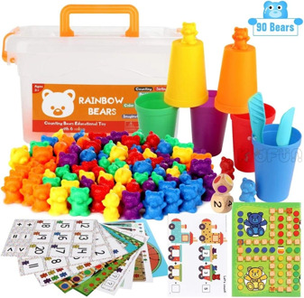 Montessori Educational Toys Counting Bear with Match Sorting Cups Montessori Cognition Rainbow Sensory Toys Toys for Baby Kids