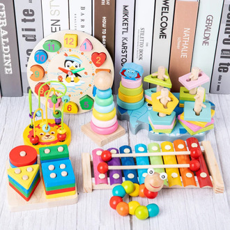 Montessori Educational Wooden Toys Children Busy Board Math Fishing Children's Wooden Preschool Montessori Toy Counting Geometry