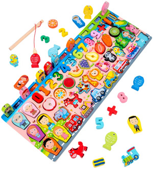 Montessori Educational Wooden Toys family shape cognition color matching animal fruit letter matching number English Cognition