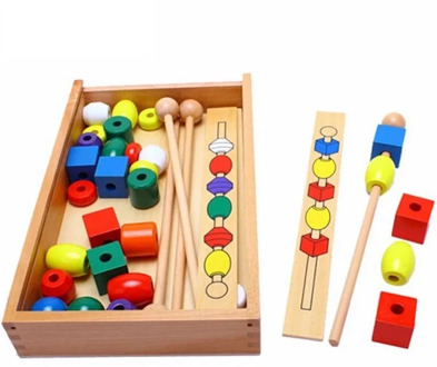 Montessori for kid Children educational toys wooden colorful shape stick Beading toys gifts for baby 2 year shipping from Russia