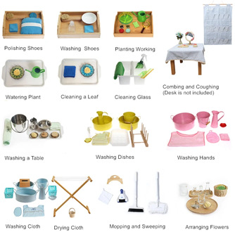 Montessori Practical Materials for IC Cleaning Working Washing Working Arranging Flowers Preschool Early Education Basic Skill