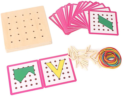 Montessori Sensorial Toys Montessori Materials Board Wooden Games Geometric Rubber Band Gifts Math Toys Kids 3-6 Years Preschool