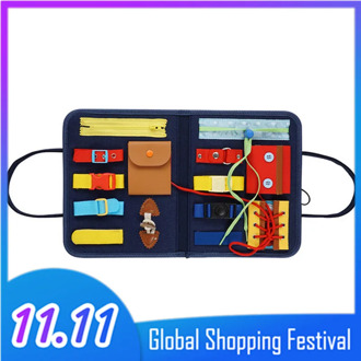 Montessori Toys 14 in 1 Fine Motor Training Self-care Ability Early Educational Handbag Design for Toddlers Develop Basic Skills
