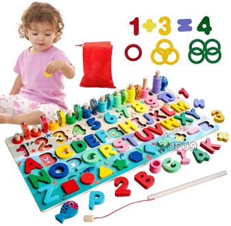 Montessori Toys Educational Wooden Toys for Kids Babies Montessori Toys Board Math Fishing Game Montessori Toys for 1 2 3 Years