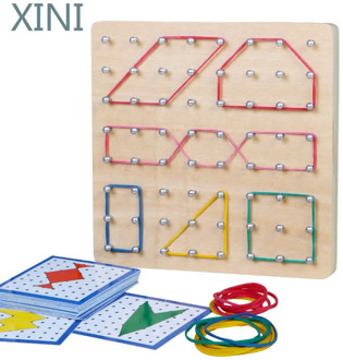 Montessori Toys Kids Creative Graphics Rubber Tie Nail Boards Children Educational Wooden Toys Preschool Brinquedos Juguetes