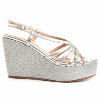 Montevida Wedge Sparto Sandalen Wesparto5 In Zilver - maat
