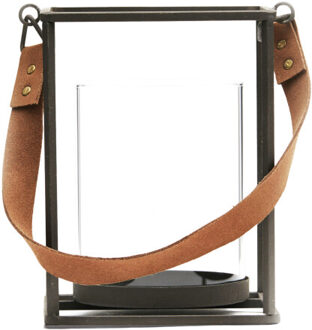 Montreux lantaarn van kunstleer Zwart - One size