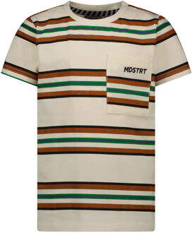 Moodstreet Jongens t-shirt gestreept - Warm wit - Maat 110/116