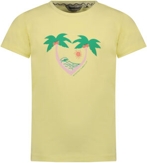 Moodstreet Meisjes t-shirt print - Sweet lemon geel - Maat 110/116