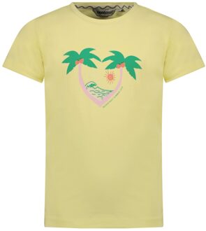 Moodstreet Meisjes t-shirt print - Sweet lemon geel - Maat 110/116