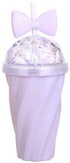 Mooie 400ml Snoep Kleur Koffiekopje Citroensap Cup Met Stro Deksel Plastic Strik Stro Water Cup ZMM4162