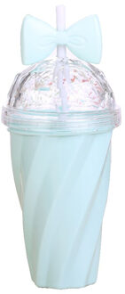 Mooie 400ml Snoep Kleur Koffiekopje Citroensap Cup Met Stro Deksel Plastic Strik Stro Water Cup ZMM4163