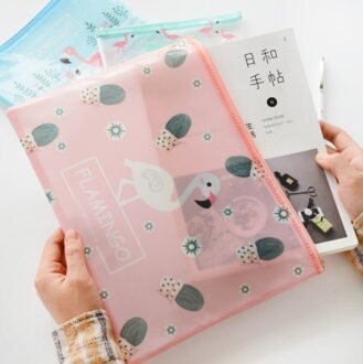 Mooie Bestandsmap Leuke Flamingo Vogel Groene Cactus A4 Bestand Zak Mesh Tas Document Zak Pvc Bestandsmap Briefpapier Filing productie A6 flamingo