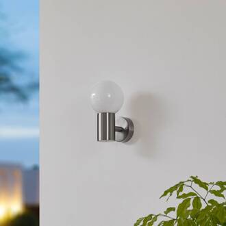 Mooie buitenwandlamp Tomma roestvrij staal, opaalwit