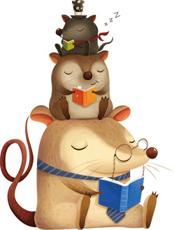 Mooie Drie Muizen Leesboek Mouse Muursticker Verwijderbare Vinyl Muurdecoraties Baby Kinderkamer Decal Decoratie