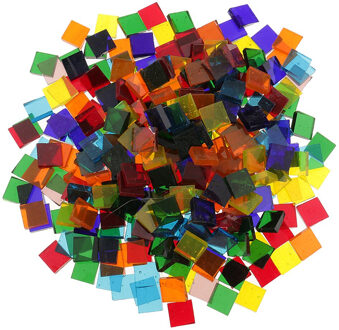 Mooie Gekleurde Diverse Kleur Vierkante Helder Glas Mozaïek Tegels Voor Diy Ambachten Mozaïek Maken Ongeveer 320G Mozaïek Tegels 10x10mm