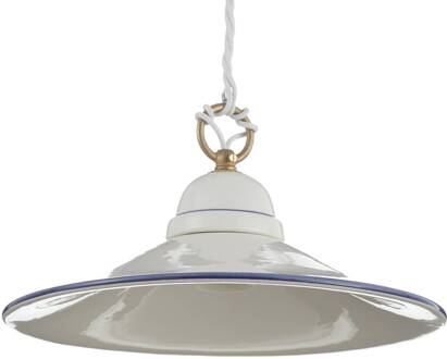 Mooie hanglamp PIATTO van keramiek, 28 cm wit, blauw