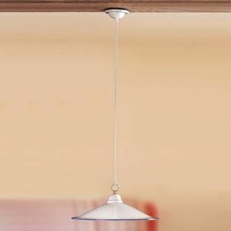 Mooie hanglamp PIATTO van keramiek, 43 cm wit, blauw