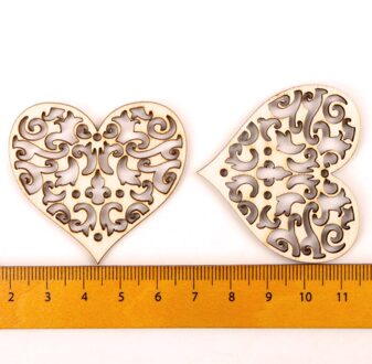Mooie Hart Patroon Houten Scrapbooking Schilderij Collectie Craft Handgemaakte Diy Accessoire Home Decoratie 48-56Mm 10Pcs