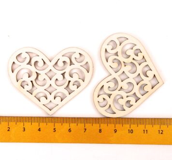 Mooie Hart Patroon Houten Scrapbooking Schilderij Collectie Craft Handgemaakte Diy Accessoire Home Decoratie 48-56Mm 10Pcs