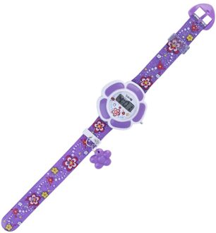 Mooie Kinderen Horloges Mode Bloem Schattige Kinderen Horloges Cartoon Siliconen Digitale Horloge Kids Jongens Meisjes Pols Horloges Paars