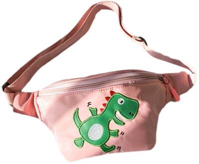 Mooie Kinderen Taille Pack Multipurpose Cartoon Dinosaurus Patroon Borst Tas Voor Jongens Meisjes Roze