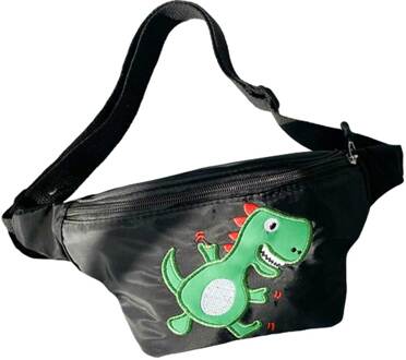 Mooie Kinderen Taille Pack Multipurpose Cartoon Dinosaurus Patroon Borst Tas Voor Jongens Meisjes zwart