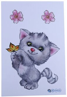 Mooie Kitten Wc Stickers Muurstickers 3D Gat Kat Dieren Muurschilderingen Home Decor Koelkast Posters