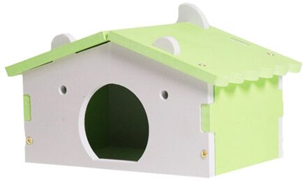 Mooie Kleine Huisdier Hamster Muizen Eekhoorn Hamster Huis Houten Slapen Huis Nest Speelgoed Kooi Decor 14cm x 9cm x 8cm Groen