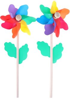 Mooie Kleurrijke Houten Tuin Yard Party Windmolen Wind Spinner Ornament Decoratie Kinderen Speelgoed