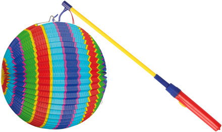 Mooie Lampion Multicolor met lampionstokje setje