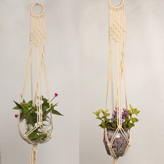 Mooie Pannenlap Hennep Gevlochten Touw Bloempot Houder Macrame Plant Hanger Opknoping Planter Mand Voor Thuis Decoratie