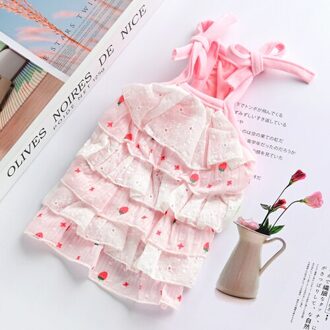 Mooie Roze Aardbei Print Honden Jurken Zomer Hond Prinses Sling Taart Jurk Chihuahua Yorkshire Poedel Kleding Hond Rokken XS